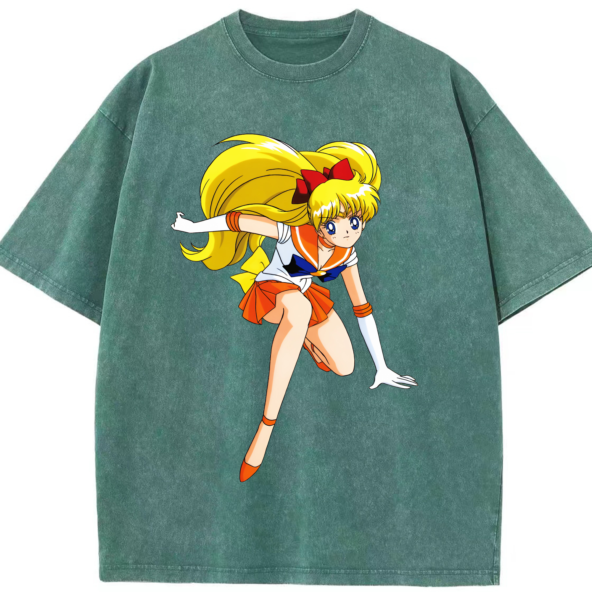 （画像用） 美少女戦士セーラームーン 愛野 美奈子 あいの みなこ Sailor Moon Aino Minako 綿100% ヴィンテージ風 半袖Tシャツ（フロントプリント）